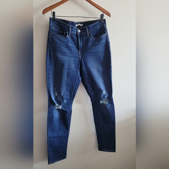 Levi's 311 Shaping Skinny dark wash denim destructed jeans Women's size 29 - Picture 2 of 12